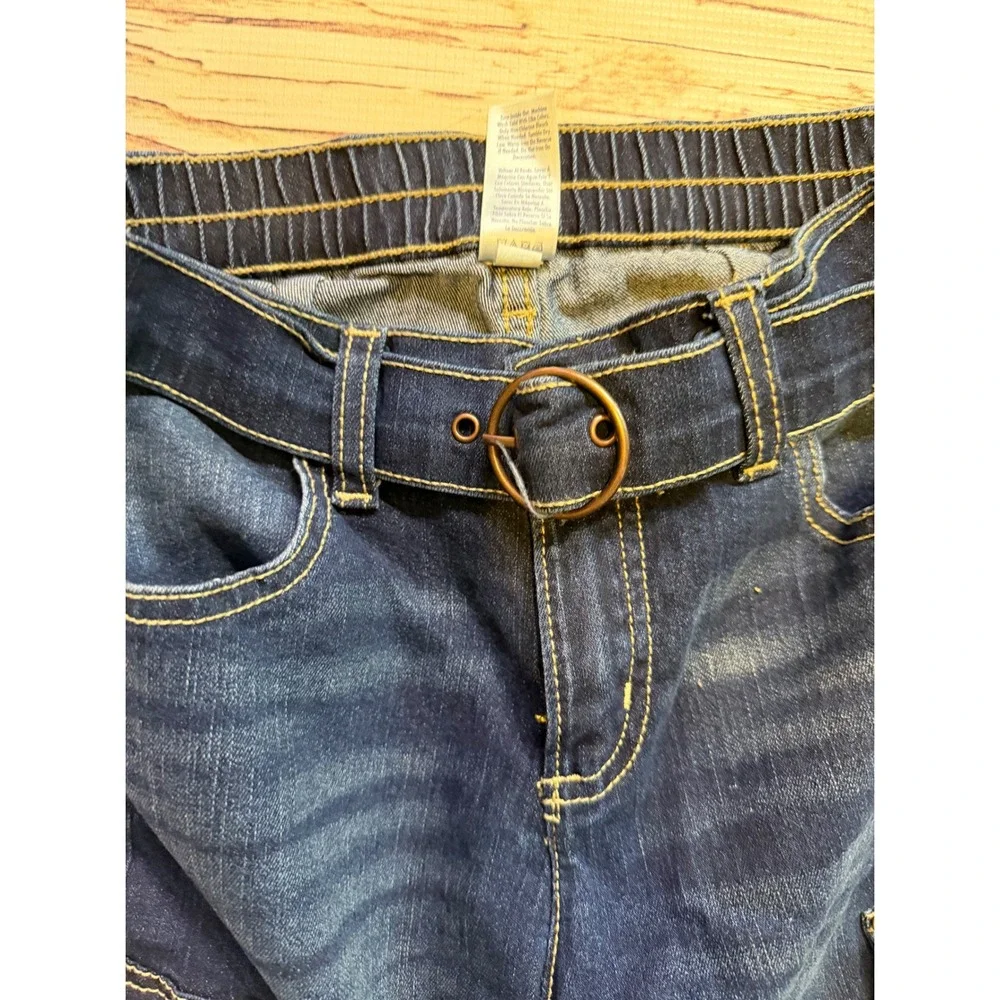 Limited Too Girls Dark Wash Wide Leg Cargo Jeans with Belt Size 12
